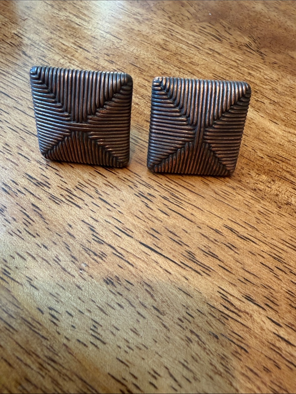 Vintage Geometric Abstraction
Square Bronze color Clip Earrings